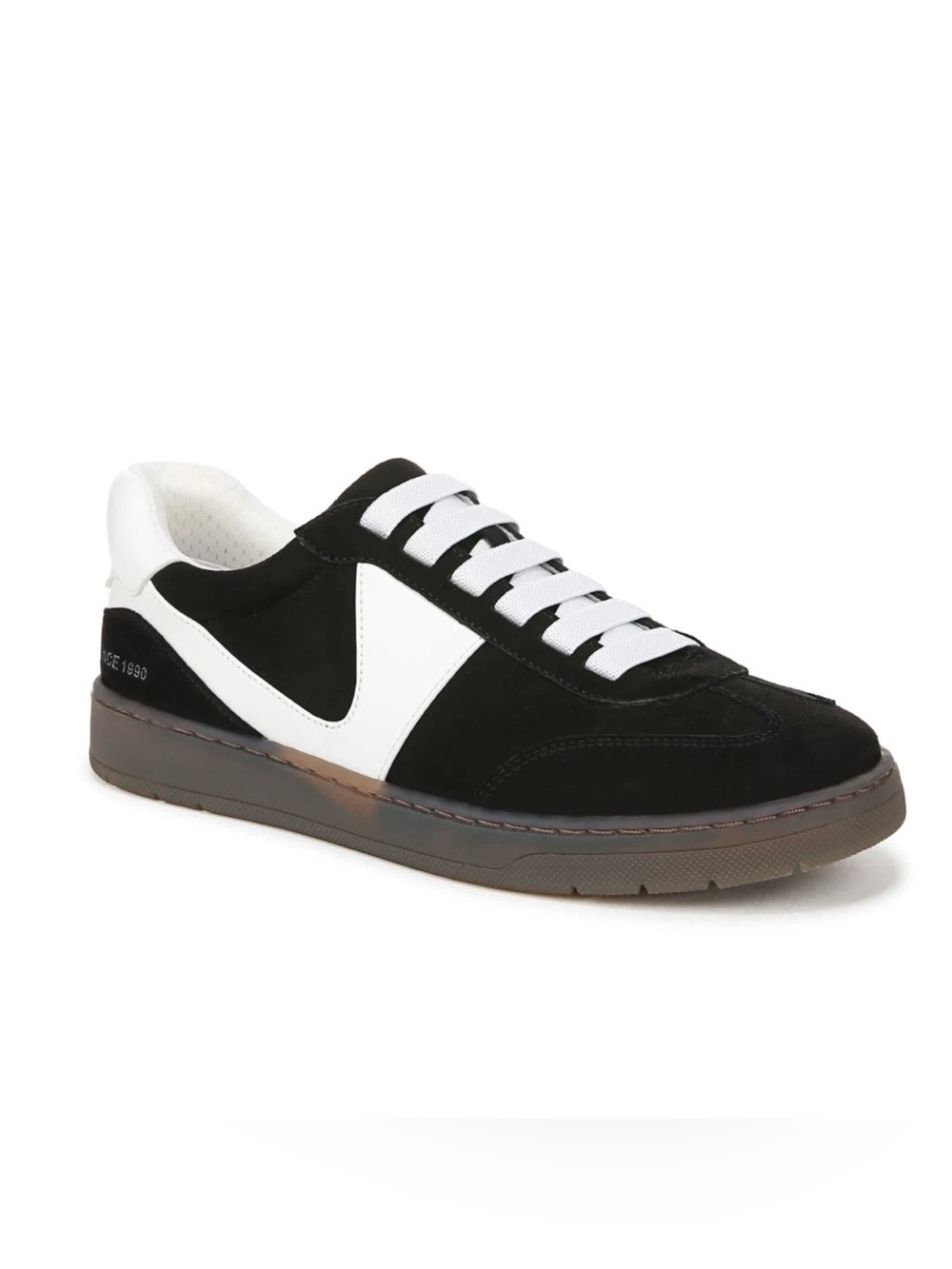 Franco Sarto Ponti Lace Up Low Top Sneakers Black White Size 7W